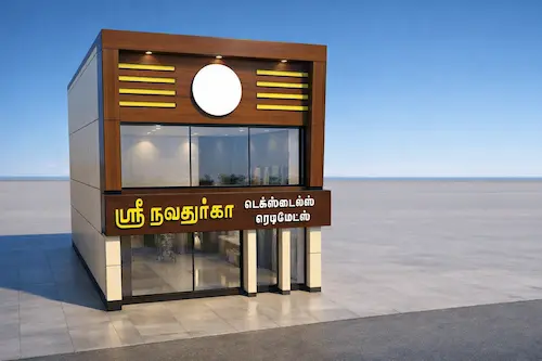 ACP cladding and structural glazing facade transition on a commercial building in Coimbatore