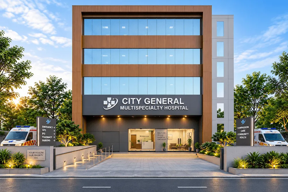 ACP sheet cladding and glass facade for hospitals in Tirunelveli