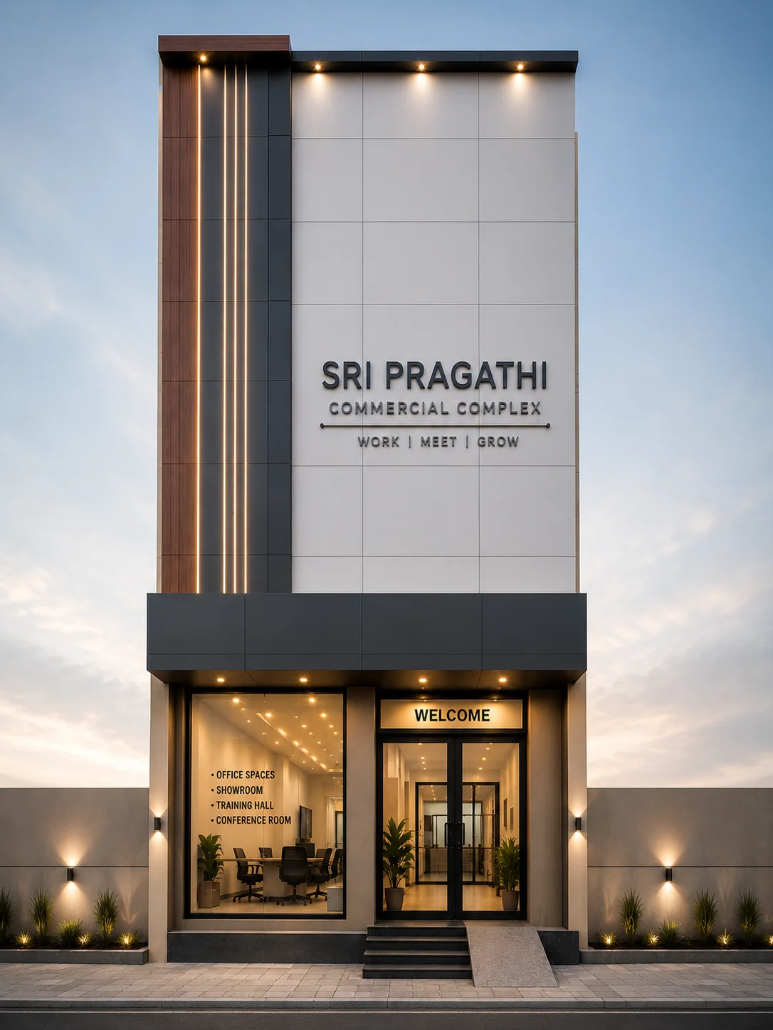 ACP glass glazing facade design Trichy Tamil Nadu