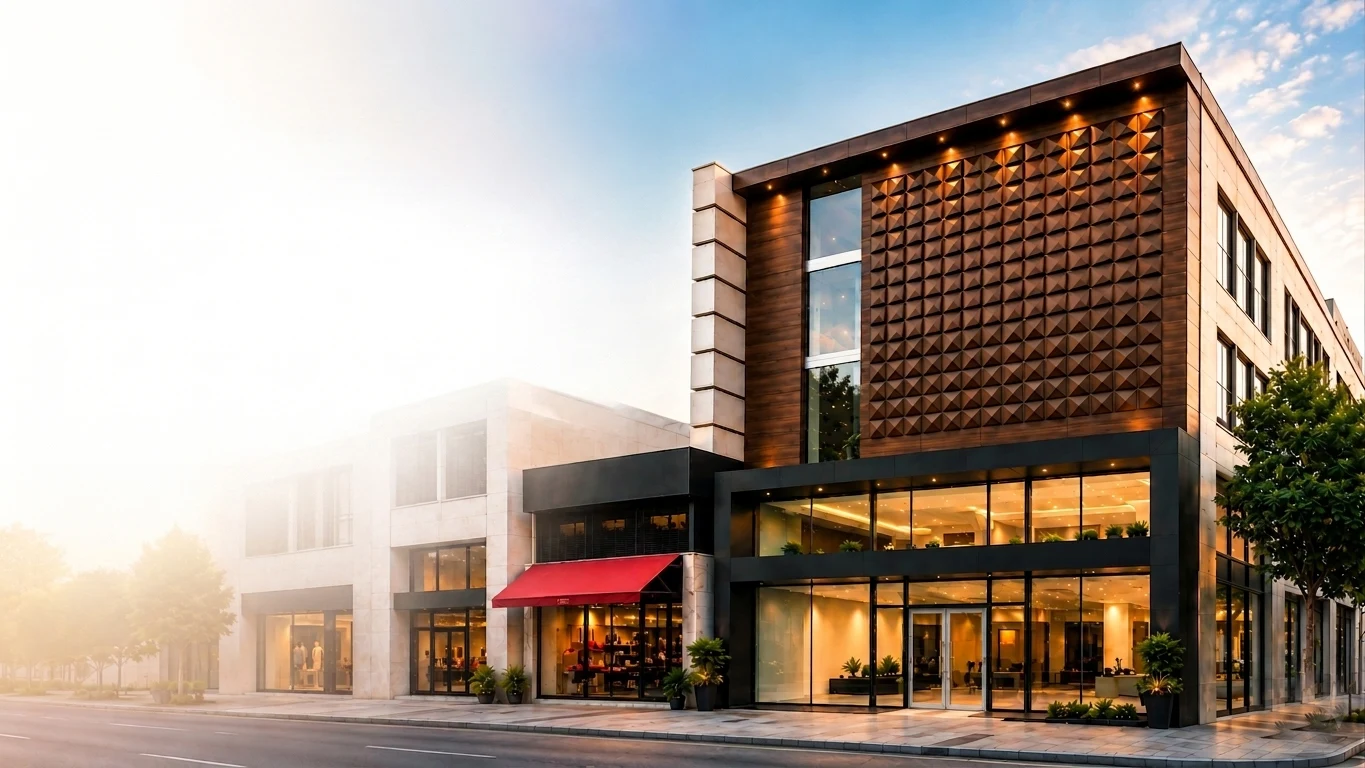 Modern ACP Cladding Exterior — Commercial Building Facade in Trichy